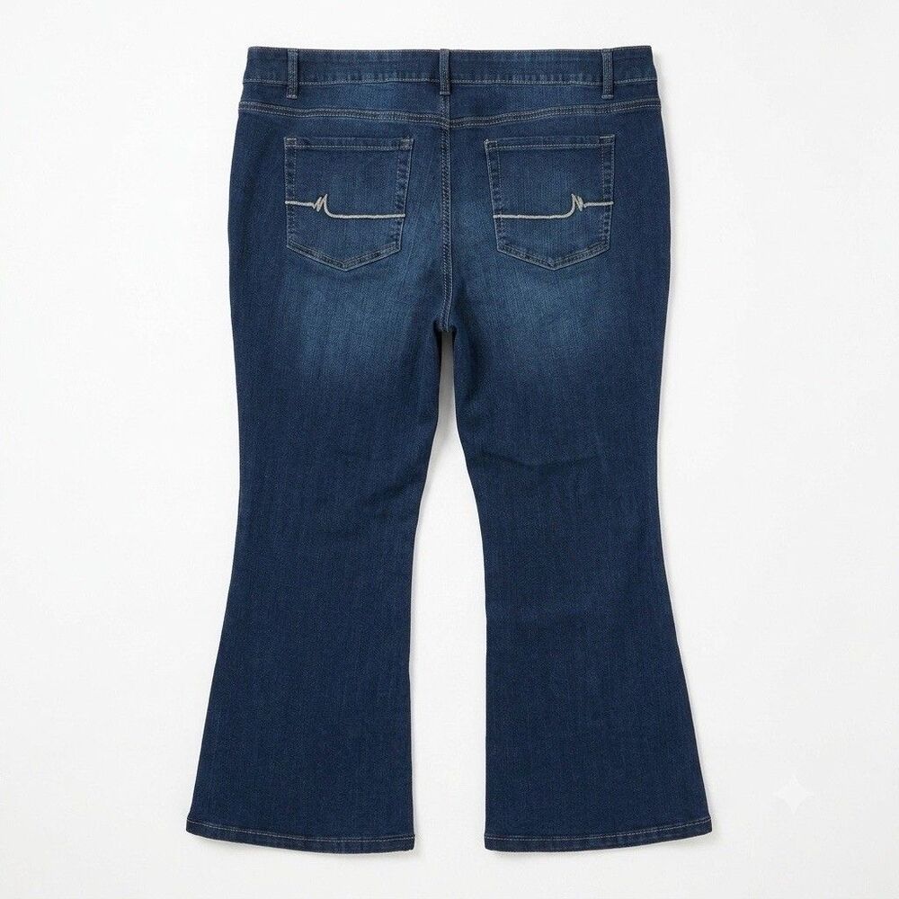 m jeans Maurices Flare Jeans Womens 20W Extra Short Mid Rise Blue Wash Stretch